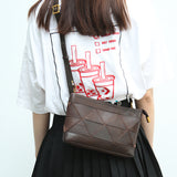 brown Leather Small Satchel Zipper Square Cross Body Satchel Womens 