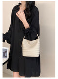 Small Woven Bucket Bag Woven Leather Bucket Bag Shoulder Bag Womens - Annie Jewel