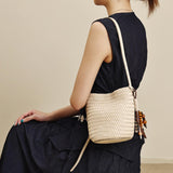 Small Woven Leather Shoulder Bag Woven Leather Hobo Bag woven leather bucket bag​ Womens