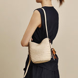 Small Woven Leather Shoulder Bag Wwoven leather bucket bag​ Leather Woven Hobo Bag Womens
