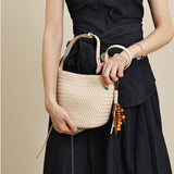 Small Woven Leather Shoulder Bag woven leather bucket bag​ woven leather bucket bag​ Womens