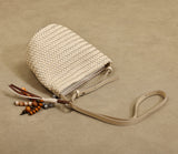 beige Small Woven Leather Shoulder Bag Woven Leather Hobo Bag Leather Woven Hobo Bag Womens