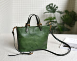 dark green leather tote For Women Small Zip Tote Bag Leather 