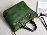 dark green leather tote For Women Small Zip Tote Bag Leather 