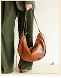 Women's slouchy leather crossbody Soft Leather Slouchy Hobo Bag brown slouch purse