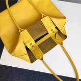 Yellow Leather Tote Bag Genuine Leather Laptop Bags Womens