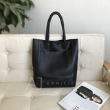 black Leather Tote Bags For Women Soft Leather Tote Bag Simple Leather Tote Bag 