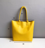 Yellow Leather Tote Bag Genuine Leather Laptop Bags Womens