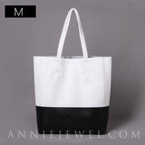 Women's White Leather Tote Soft Leather Tote Bag Black And White Leather Purse