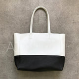 Women's White Leather Tote Soft Leather Tote Bag Black And White Leather Purse