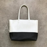 Women's White Leather Tote Soft Leather Tote Bag Black And White Leather Purse