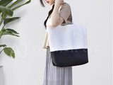 Women's White Leather Tote Soft Leather Tote Bag Black And White Leather Purse