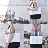 Women's White Leather Tote Soft Leather Tote Bag Black And White Leather Purse