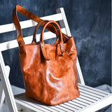 Small Leather Tote Purse Leather Bucket Tote Distressed Leather Tote Bag 