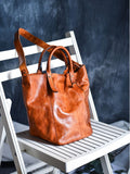 vintage leather tote bag Tote Bag With Shoulder Strap Soft Tote Bags Womens 