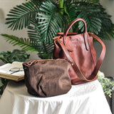 vintage leather tote bag Tote Bag With Shoulder Strap Soft Tote Bags Womens 