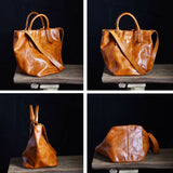 Small Leather Tote Purse Leather Bucket Tote Distressed Leather Tote Bag 