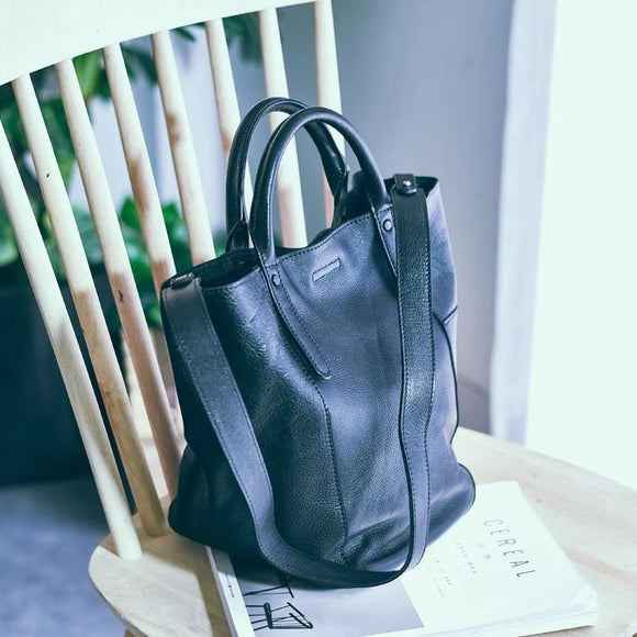 Small Black Leather Tote Bag With Shoulder Strap Soft Tote Bags Womens 