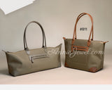 gray Nylon Tote Bag With Zipper Minimalist Nylon Tote With Long Handles Womens - Annie Jewel