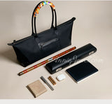 Structured Nylon Tote Bag With Zipper Minimalist Nylon Tote With Long Handles Womens - Annie Jewel