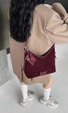 Women's Suede Hobo Shoulder Bag Burgundy Hobo Bag Zip Hobo Bag 