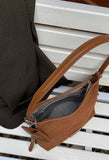 Women's Suede Hobo Shoulder Bag brown Hobo Bag Zip Hobo Bag 