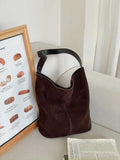 Women's Suede Hobo Shoulder Bag Brown Suede Hobo Bag 