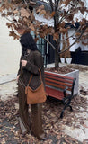 Women's Suede Hobo Shoulder Bag brown Hobo Bag Zip Hobo Bag 