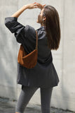 Brown Suede Hobo Bag With Zipper Soft Leather Hobo Womens