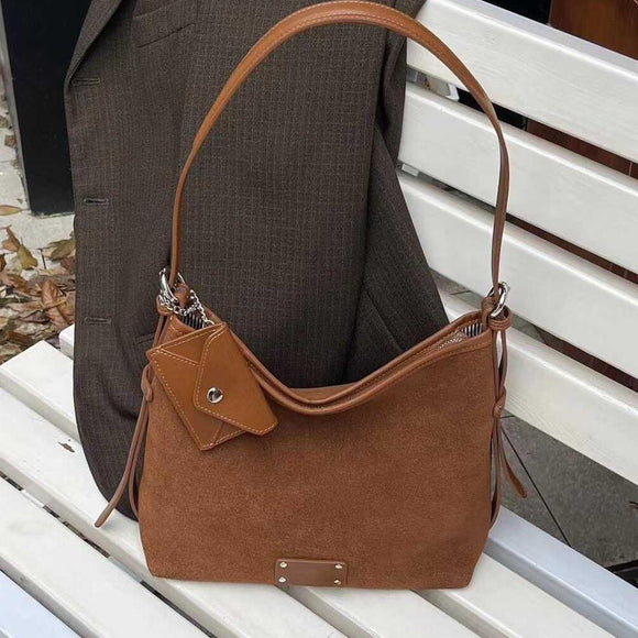 Women's Leather Hobo Bags Suede Hobo Shoulder Bag Brown Suede Hobo Bag