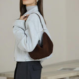 Brown Suede Hobo Bag With Zipper Soft Leather Hobo Womens