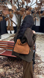 Women's Suede Hobo Shoulder Bag brown Hobo Bag Zip Hobo Bag 