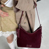 Women's Leather Hobo Bags Suede Hobo Shoulder Bag Brown Suede Hobo Bag 