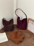 Women's Suede Hobo Shoulder Bag Brown Suede Hobo Bag 