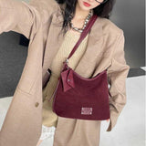 Women's Suede Hobo Shoulder Bag Burgundy Hobo Bag Zip Hobo Bag 