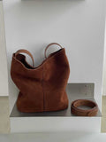 Women's Suede Hobo Shoulder Bag Brown Suede Hobo Bag 