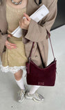 Women's Suede Hobo Shoulder Bag Burgundy Hobo Bag Zip Hobo Bag 