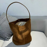 Women's Suede Hobo Shoulder Bag Brown Suede Hobo Bag 