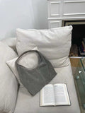 Suede Leather Hobo Tote Grey Suede Hobo Bag Gray Hobo Purse Bag Womens