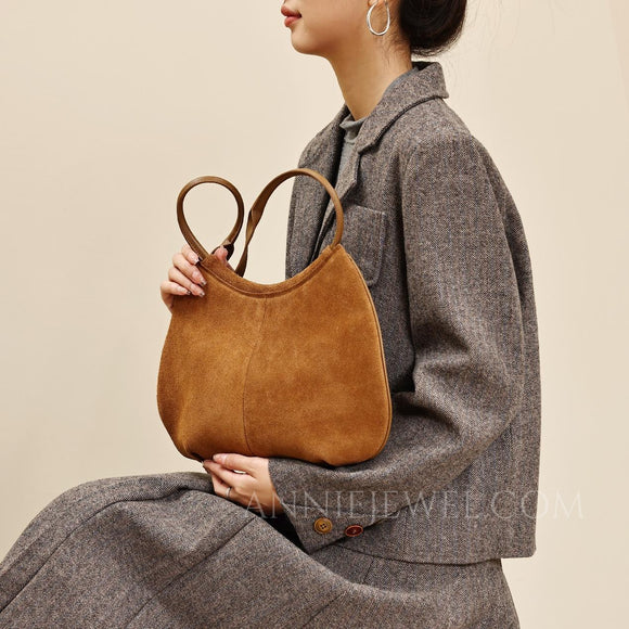 Suede Leather Hobo Bag Brown Suede Hobo Bag Small Hobo Shoulder Bag Womens - Annie Jewel