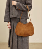 Suede Leather Hobo Bag Brown Suede Hobo Bag Small Hobo Shoulder Bag Womens - Annie Jewel
