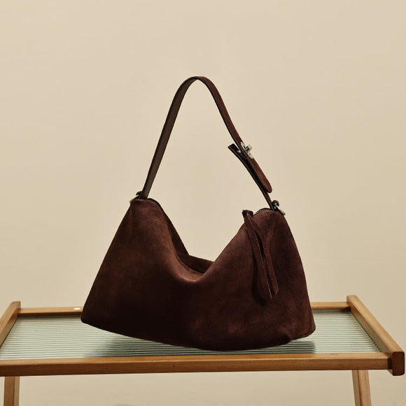Suede Leather Hobo Bag Suede Leather Shoulder Bag Purse Womens - Annie Jewel