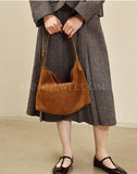 Suede Leather Hobo Bag Brown Leather Hobo Shoulder Bag Purse For Ladies Womens