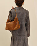 Suede Leather Hobo Bag Brown Leather Hobo Shoulder Bag Purse For Ladies Womens