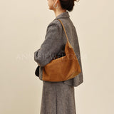 Suede Leather Hobo Bag Brown Leather Hobo Shoulder Bag Purse For Ladies Womens