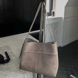 Suede Leather Hobo Tote Grey Suede Hobo Bag Gray Hobo Purse Bag Womens 