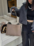 Suede Leather Hobo Tote Grey Suede Hobo Bag Gray Hobo Purse Bag Womens 