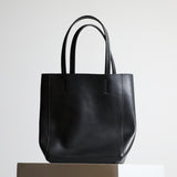 Black Leather Tote Bag With Zipper Tall Leather Tote Womens Leather Work Tote 