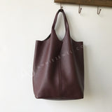 Genuine Leather Tote Vertical Leather Tote Bag Tall Leather Tote Womens 