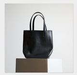 Black Leather Tote Bag With Zipper Tall Leather Tote Womens Leather Work Tote 